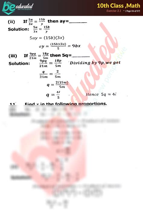 Solution Exercise 3 1 Math 10th Class Notes Matric Part 2 Notes