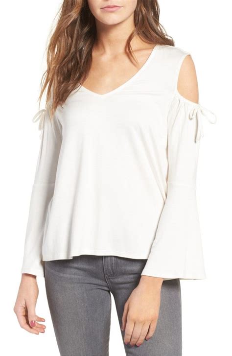 Cold Shoulder With Bow Flare Sleeve Cute Casual Top Cold Shoulder