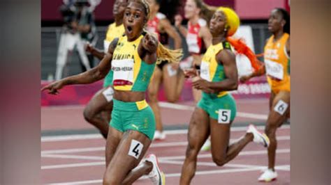 Jamaica S Elaine Thompson Herah Wins Women S 100m Race Breaks Flo Jo S