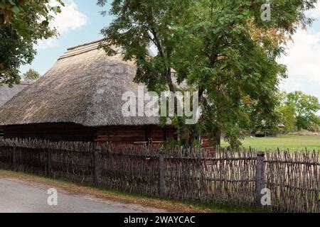 Ancient Authentic Fence Made Of Wooden Stakes The Prospect For The