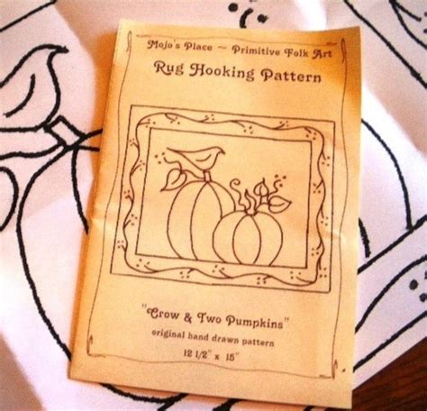 Primitive Rug Hooking Pattern Crow And Pumpkins