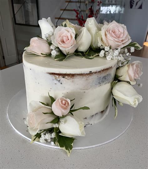 Semi Naked Cake With Fresh Flowers Sweet Infusion Cakes