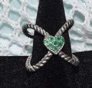 2 Judith Ripka Items 1 925 Silver Criss Cross Pave Green CZ Heart