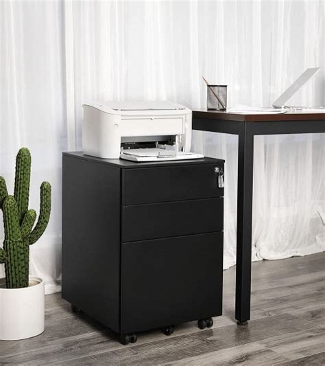 Mueble Archivador De Metal Negro Con Ruedas