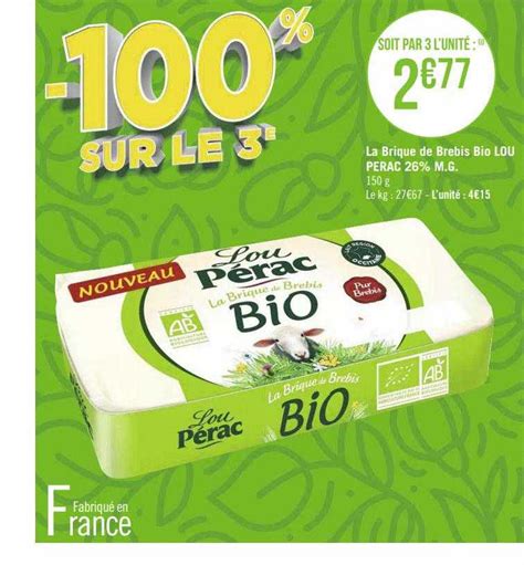 Promo La Brique De Brebis Bio Lou Pérac 26 M g chez