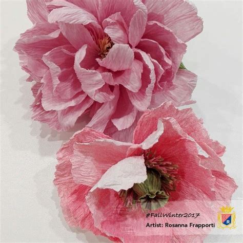 2 Wonderful Crepe Paper Flowers By The Italian Artist Rosanna Frapporti