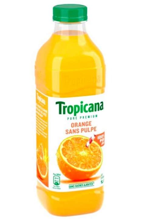 Jus d orange 100 pressé sans pulpe et sans sucre Tropicana 1 L