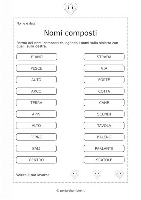 Nomi Composti Schede Didattiche Portalebambini It