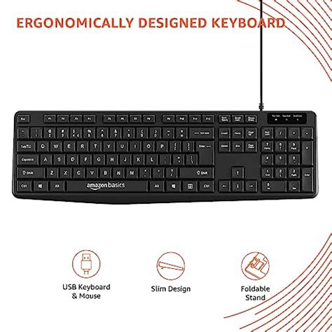 Amazon Basics Wired Keyboard With 104 Keys For Windows Mac OS Computer