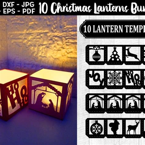 Christmas Lantern Svg Bundle Christmas Lantern Template Svg Etsy