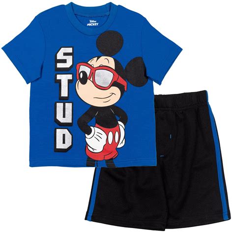 Disney Mickey Mouse Infant Baby Boys T Shirt And Mesh Shorts Outfit Set