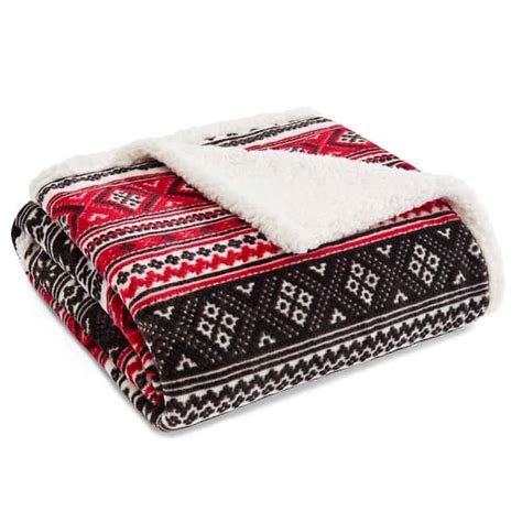 Eddie Bauer Ultra Plush Fair Isle Charcoal Sherpa Reverse Throw Blanket Ushshf1069874 The Home