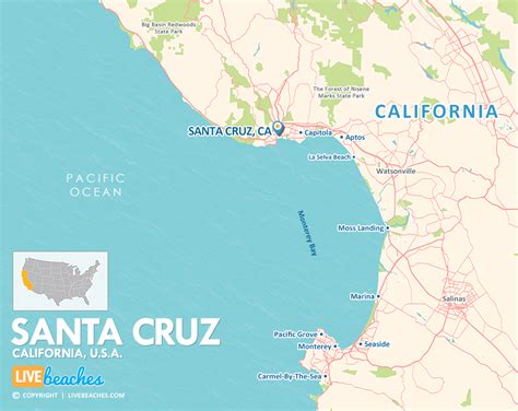 Map of Santa Cruz, California - Live Beaches