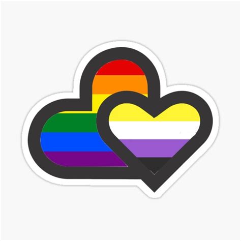 Non Binary And Lgbtqia Pride Flag Hearts Sticker For Sale By