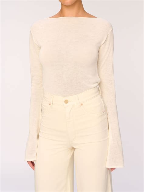 Long Sleeve Boat Neck Cream Dl1961