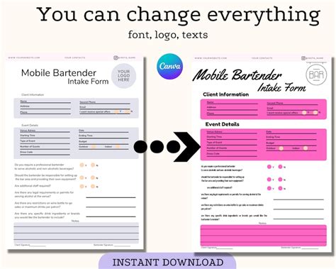 Mobile Bar Service Contract Template Bartender Agreement Bartending