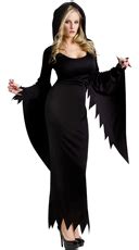 Dark Night Hooded Gown Costume, Women's Grim Reaper Costume, Vampire Halloween Costume