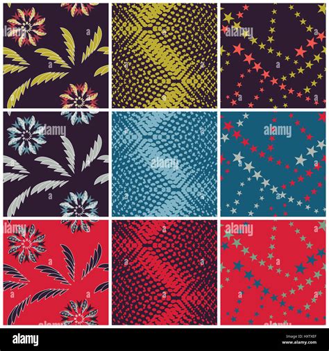 Collection Of 3 Matching Patterns In 3 Modern Colors Variations Stock ...