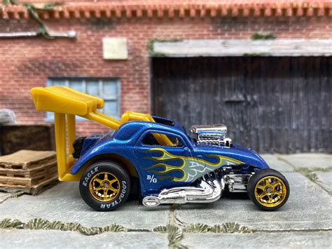 Custom Hot Wheels Fiat C Drag Car Blue And Gold Gold Etsy Uk