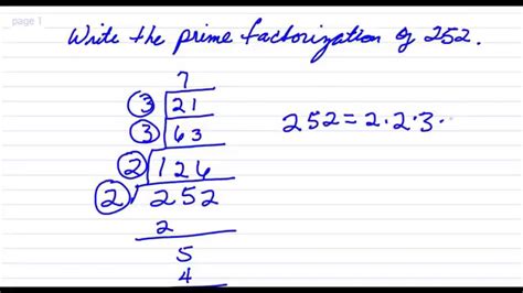 Write The Prime Factorization Of 252 Youtube