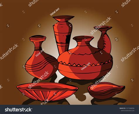 Vector Drawing Antique Pottery Indus Valley Stock Vector (Royalty Free ...