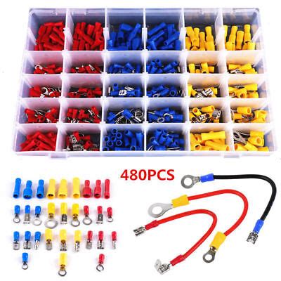 480Pcs Mixed Car Electrical Wire Connectors Crimp Terminal Set Kit Box