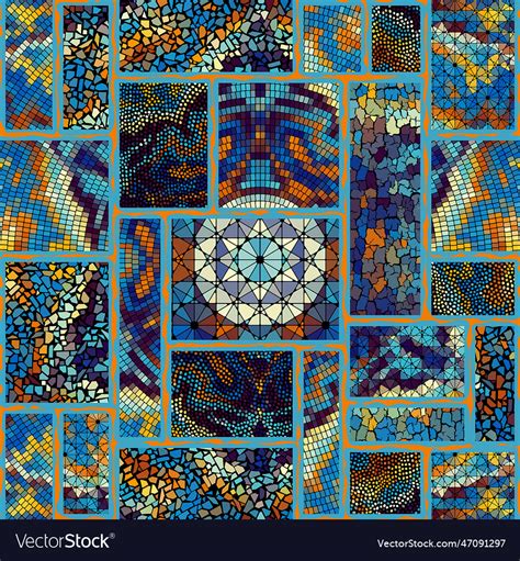 Seamless mosaic art pattern art background Vector Image