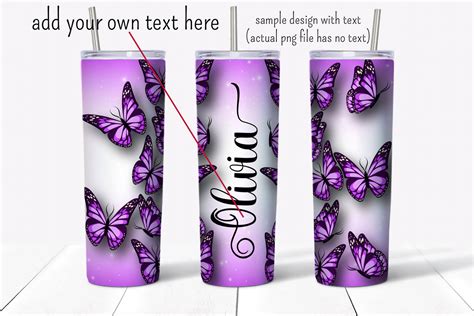 Purple Butterfly Tumbler Sublimation Designs 20 Oz Skinny Etsy