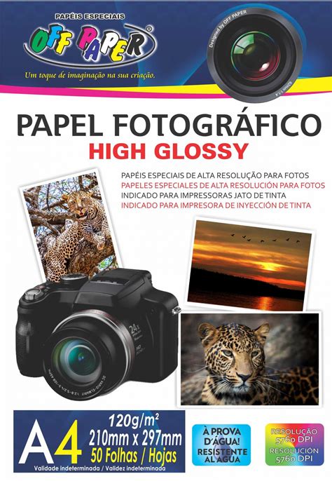 Papel Fotogr Fico High Glossy G M A Folhas Off Paper