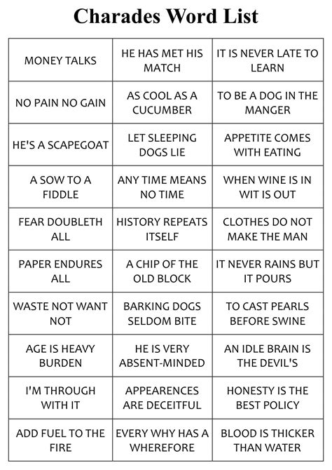 good charades ideas for adults