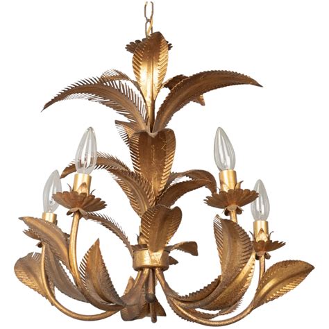 Italian Gilt Tole Palm Frond Chandelier Ruby Lane