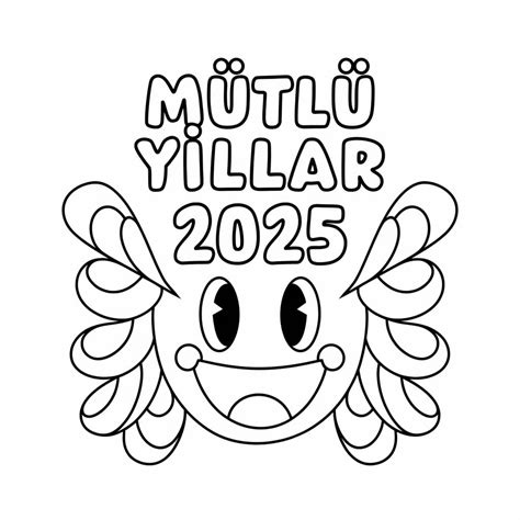 Mutlu Yıllar 2025 eğlencesi Boyama Sayfası Boyama Online