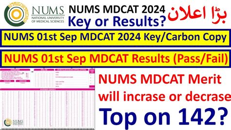 NUMS MDCAT Key Carbon Copy NUMS MDCAT Results 2024 NUMS MDCAT 2024