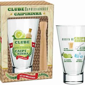 Copo E Socador Caipirinha Long Clube Presente Kit 2 Peças Brasfoot