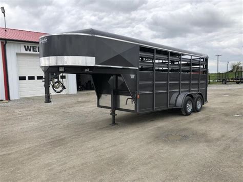 20ft Charcoal Gooseneck Livestock Cattle Trailer (2) 7K, 55% OFF