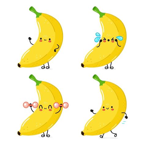 Premium Vector Funny Banana Characters Bundle Set