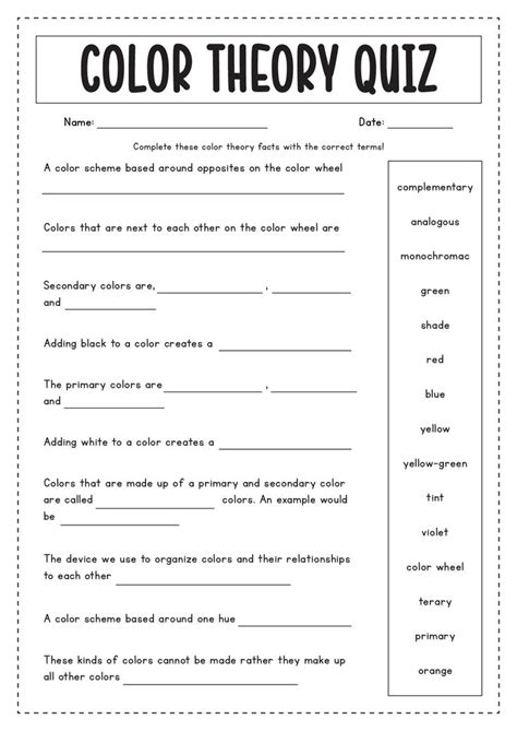 The Color Theory Quiz Is Shown In Black And White