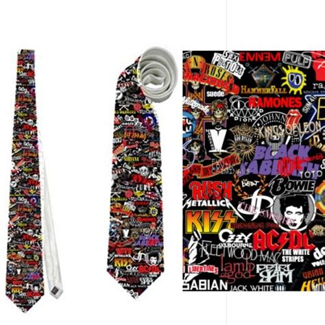 Necktie Rock Heavy Punk Metal Bands Kiss Ac Dc Ozzy Ramones Guns Roses