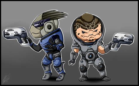 Mass Effect 3 Chibi Garrus And Grunt By Sweetochii On Deviantart