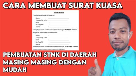 Contoh Cara Membuat Surat Kuasa Pembuatan STNK Di Kantor Samsat