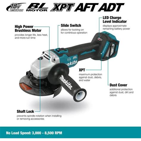 Makita DGA513Z 18V LXT 5'' (125mm) Brushless Angle Grinder (Bare Unit ...