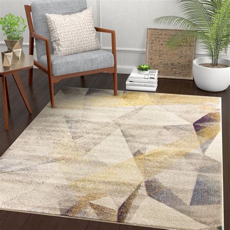 Hashtag Home Khadija Mid-Century Modern Geometric Shapes Beige/Grey Rug ...