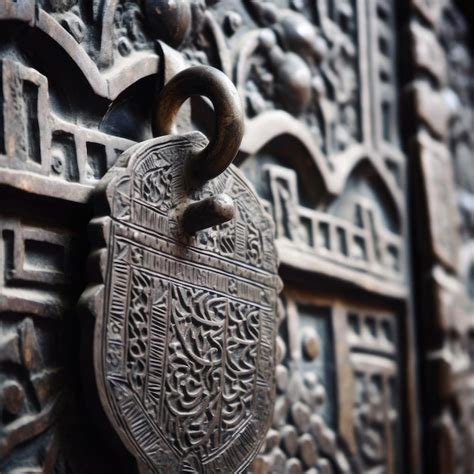 Premium Ai Image Closeup Of An Old Wooden Door With A Metal Handle