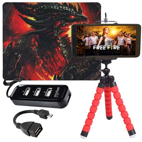 Kit Gamer Para Celular Completo Barato Top Mobilador Ff Pubg Hub Otg