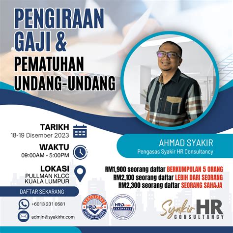 Pengiraan Gaji Pematuhan Undang Undang Syakir Hr Consultancy