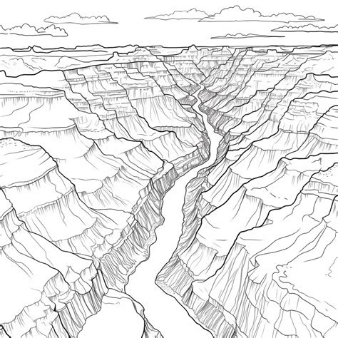 Premium Photo | A drawing of a canyon with a river running through it generative ai