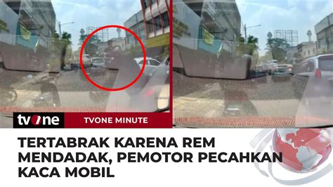 Pemotor Pecahkan Kaca Mobil Saat Tak Sengaja Tertabrak Karena Rem