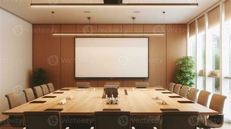 conference room or meeting room with a screen on the wall. Generative ...