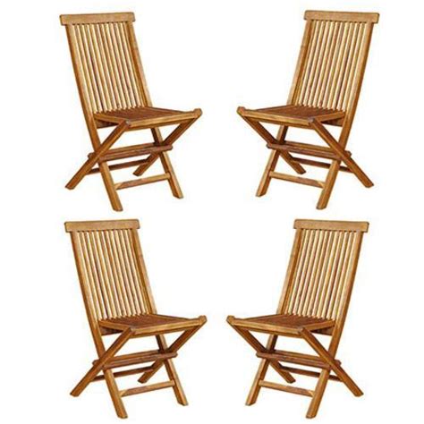 Lot de 4 chaises de jardin pliantes en teck huilé Achat Vente chaise