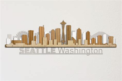 Seattle Skyline D Layered Laser Cut Wooden Cityscape Wall Art Etsy Uk